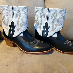 Twisted X Black and White Foldover Square Toe Boots